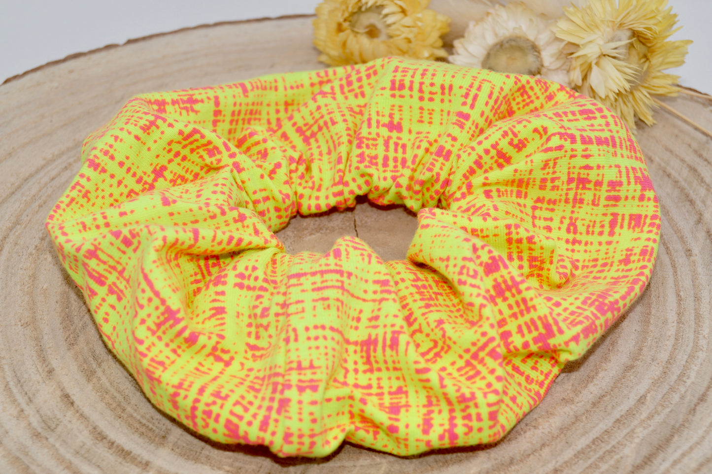 Scrunchie Haargummi neon gelb-pink