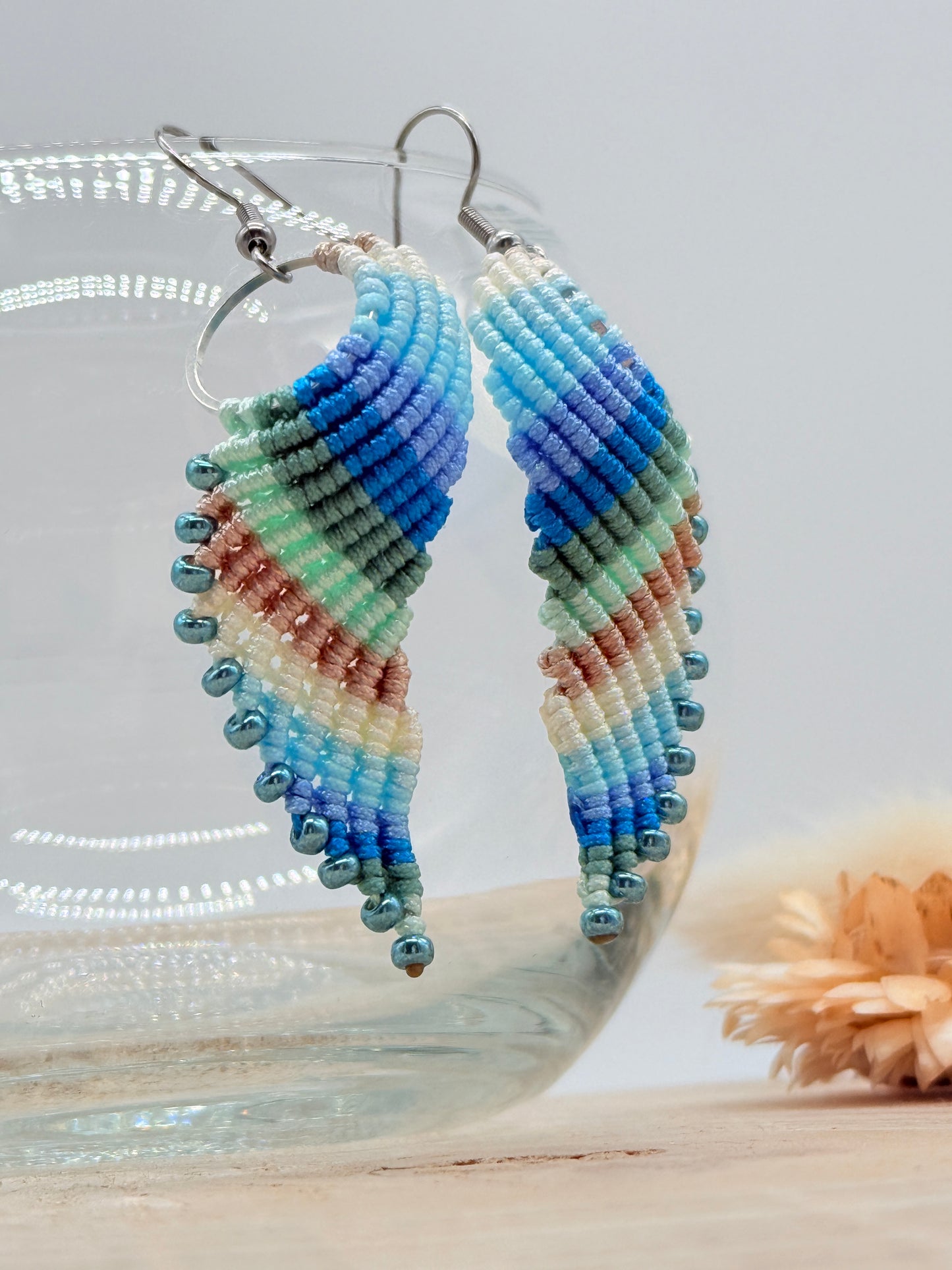 Makramee Ohrring Ohrhänger Wings blue (1 Paar)