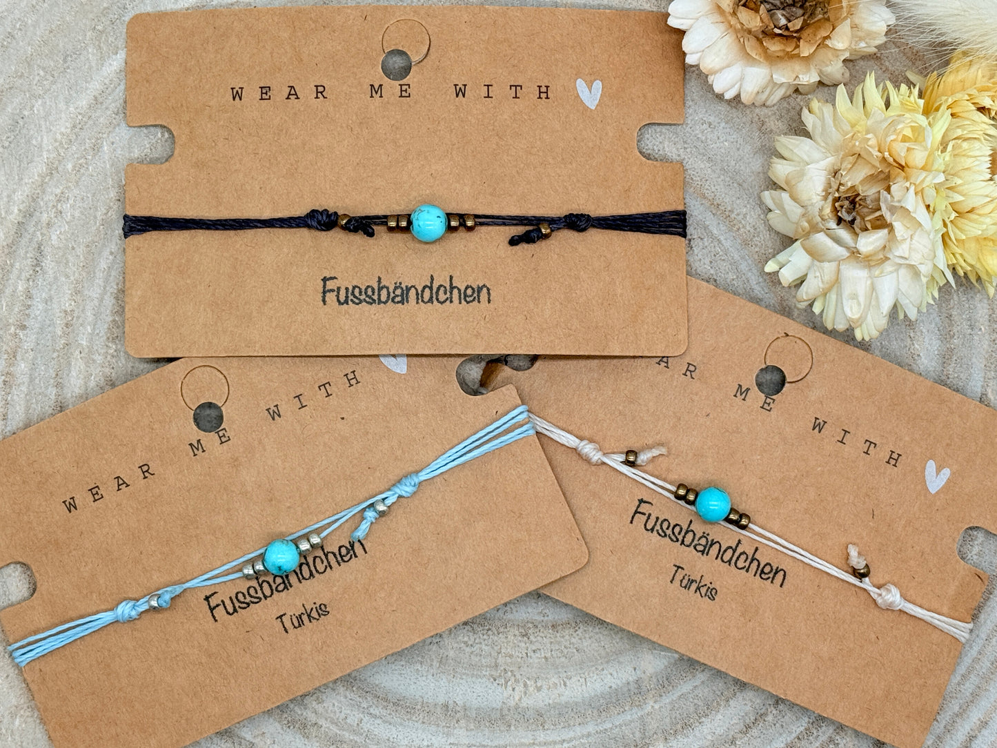 Halbedelstein Fussbändchen Türkis blau