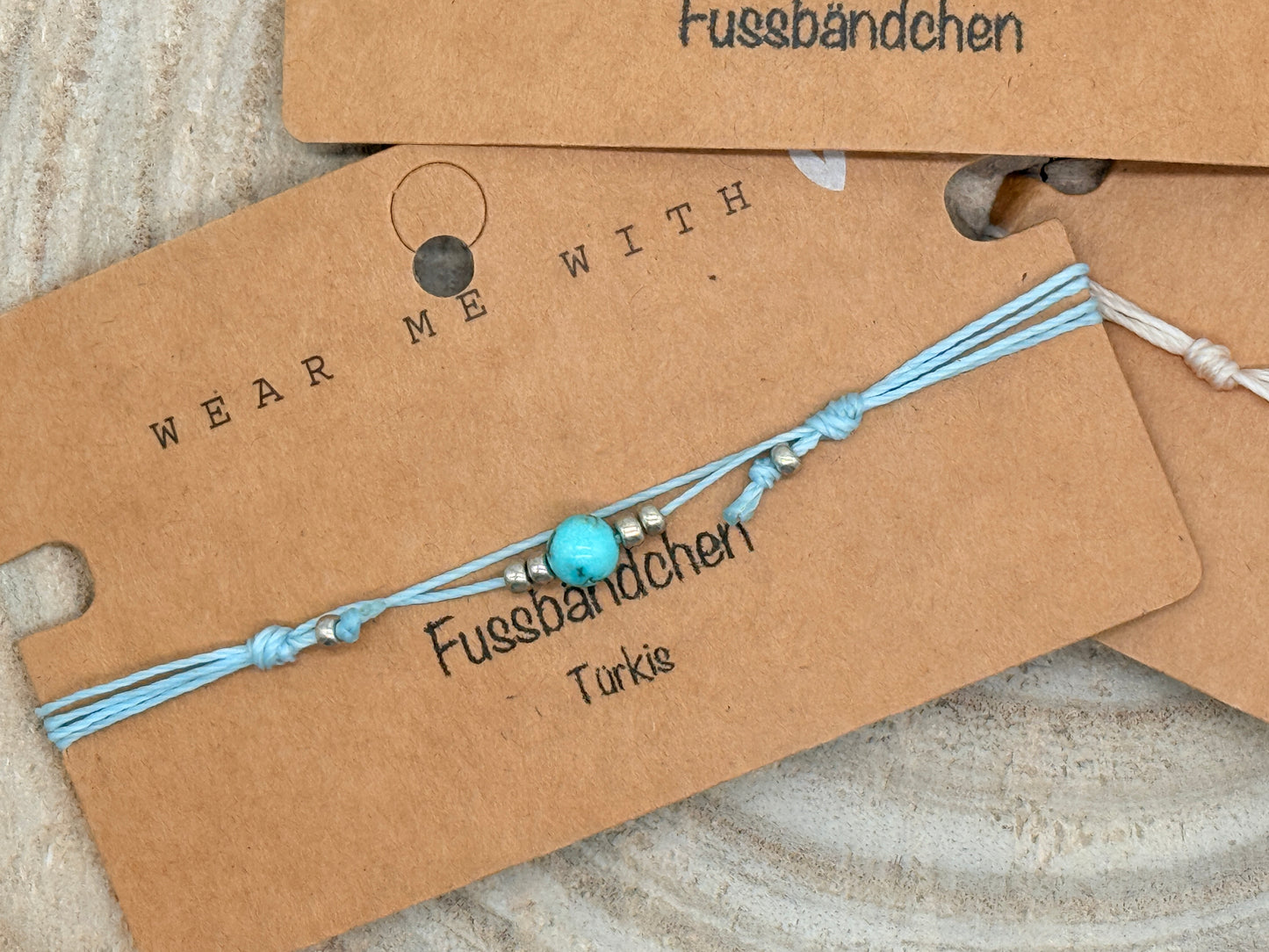 Halbedelstein Fussbändchen Türkis blau