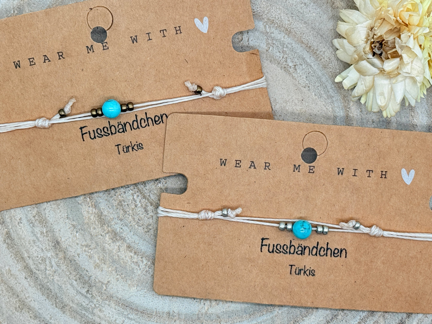 Halbedelstein Fussbändchen Türkis blau
