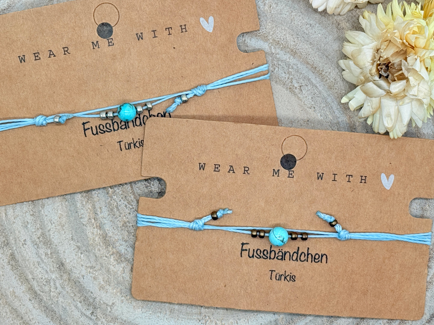 Halbedelstein Fussbändchen Türkis blau