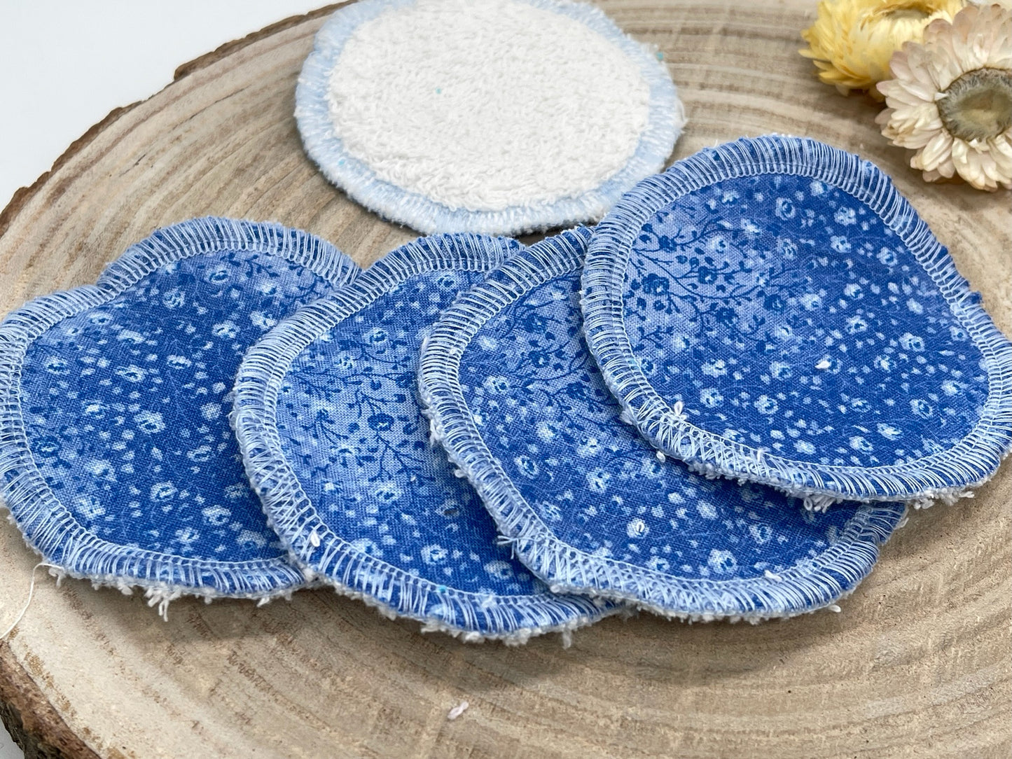5 waschbare Abschminkpads Tropfen blau