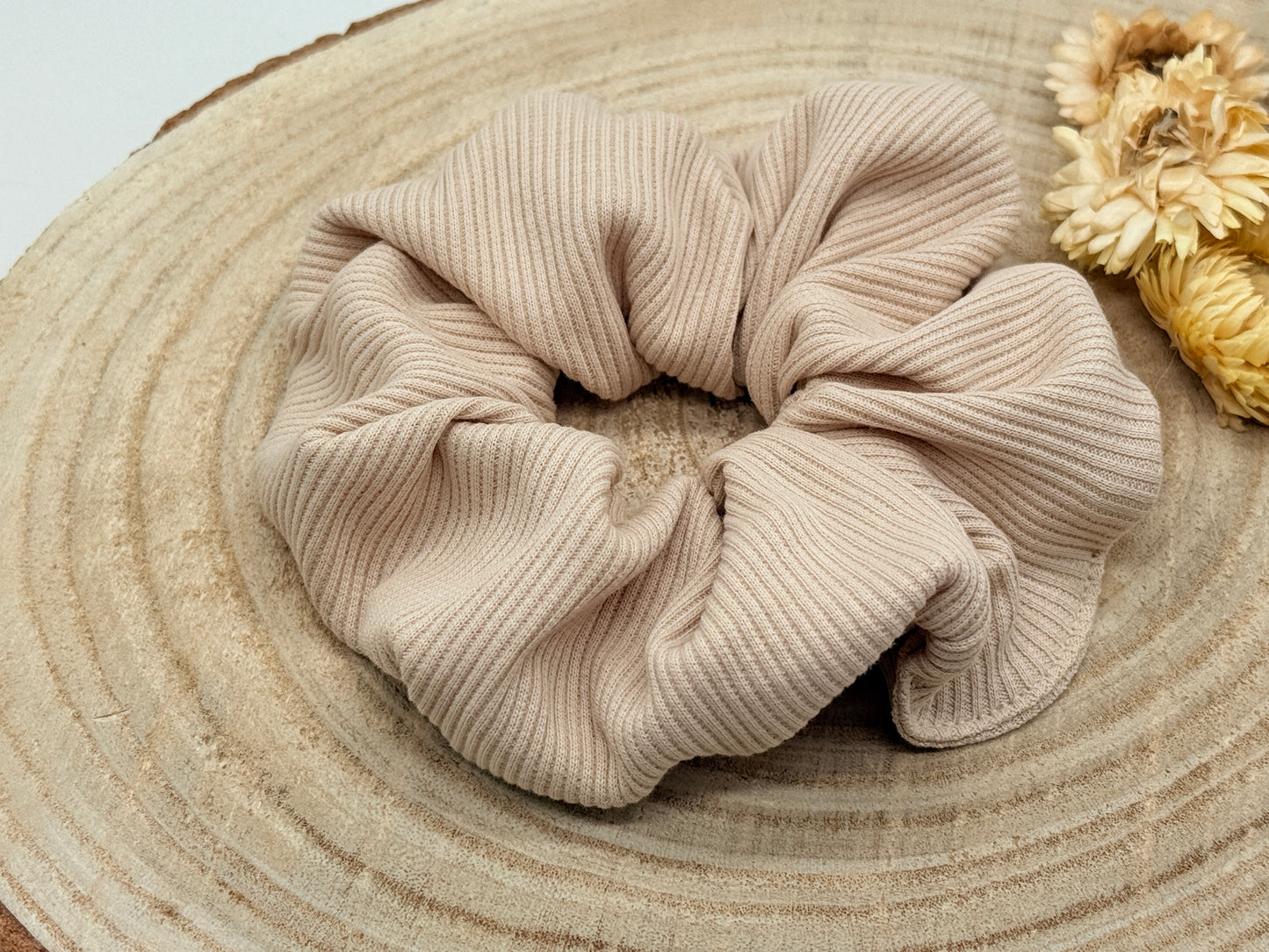 Ripp-Jersey Scrunchie Haargummi uni hellbraun