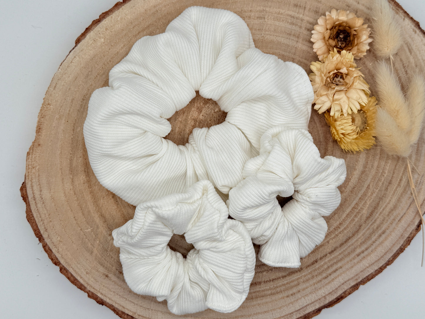 Ripp-Jersey Scrunchie Haargummi uni weiss