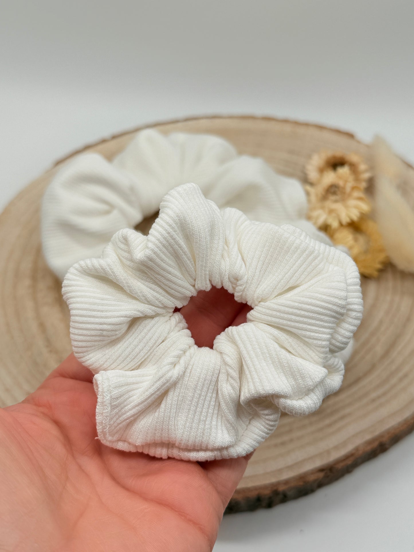 Ripp-Jersey Scrunchie Haargummi uni weiss