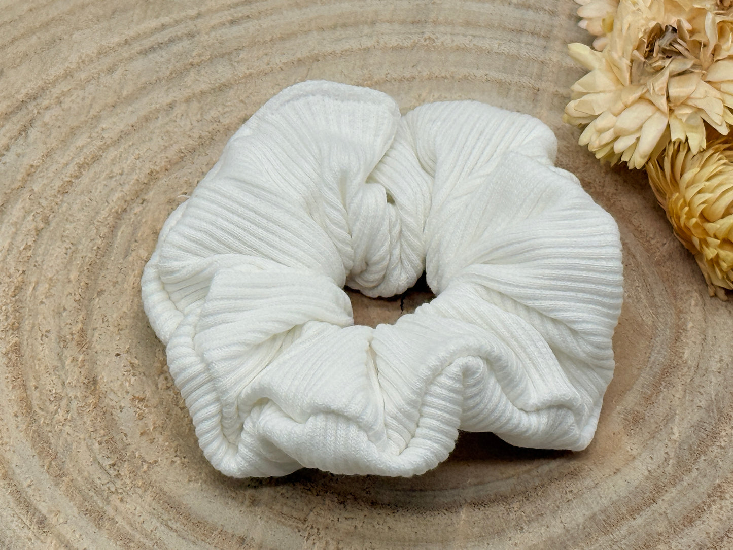 Ripp-Jersey Scrunchie Haargummi uni weiss