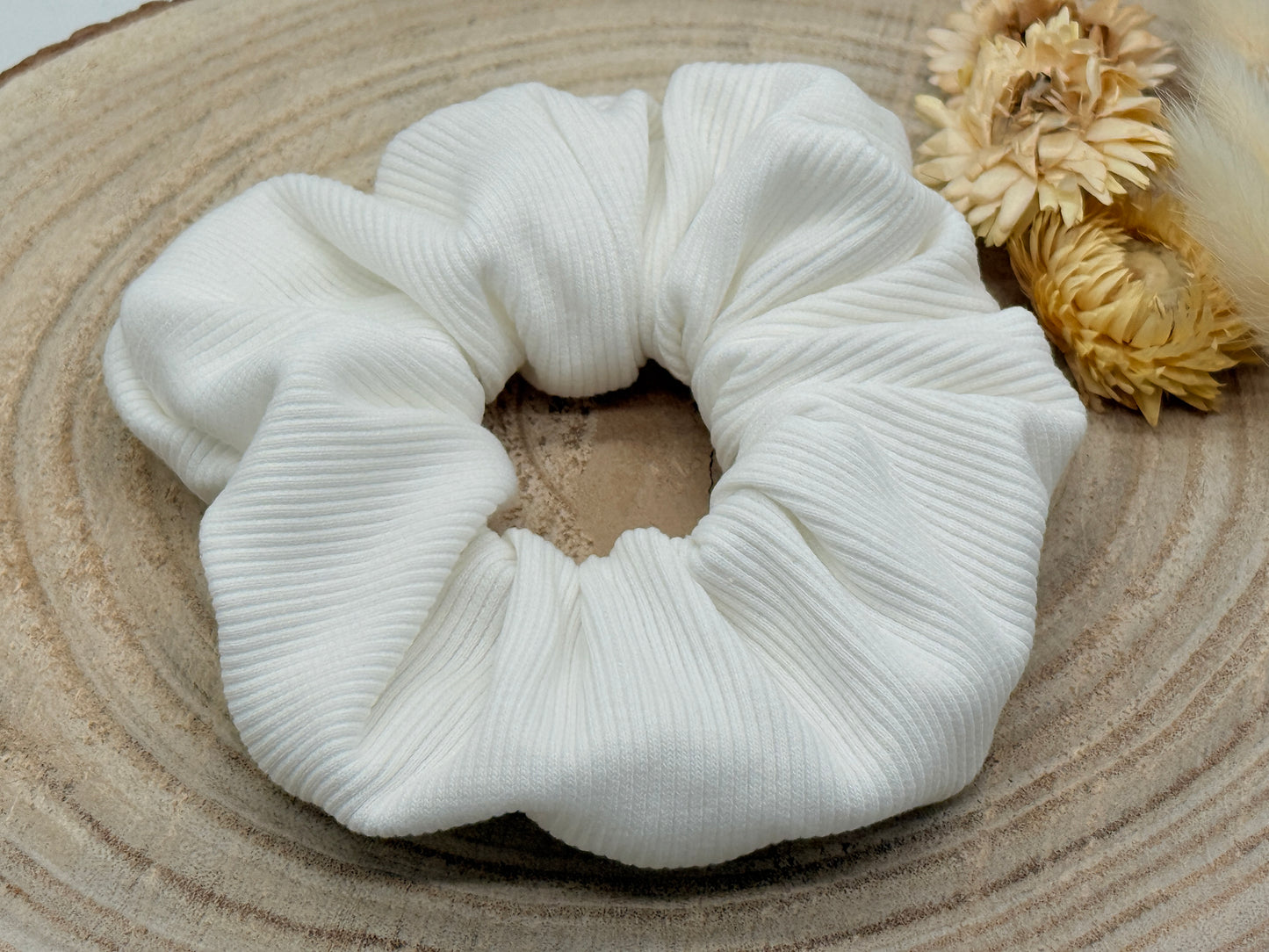 Ripp-Jersey Scrunchie Haargummi uni weiss