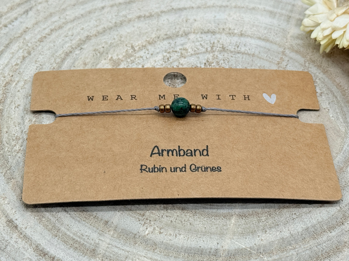 Freundschaftsarmband Makramee Halbedelstein Armband Rubin und Grünes