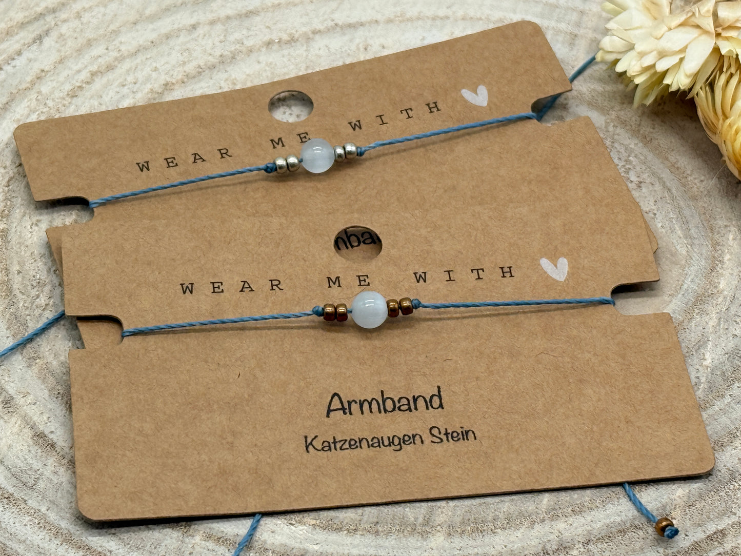 Freundschaftsarmband Makramee Halbedelstein Armband Katzenaugen Stein