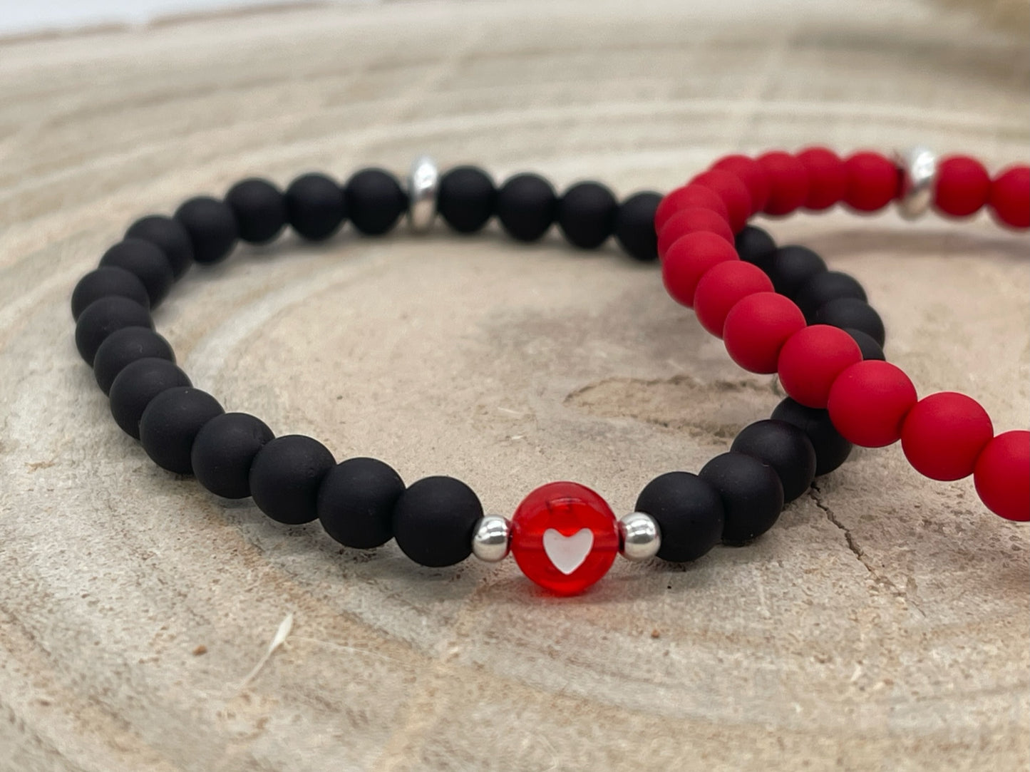 Acryl Perlen Armband schwarz & rot