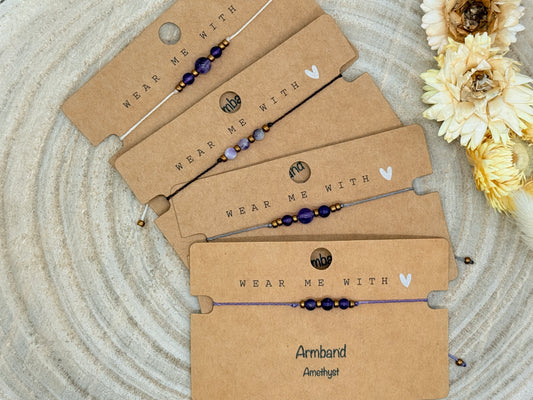 Freundschaftsarmband Makramee Halbedelstein Armband Amethyst