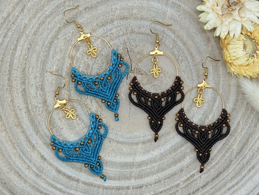 Einzigartiger Makramee Ohrhaenger Ohrring Mokka (1 Paar) Lilie