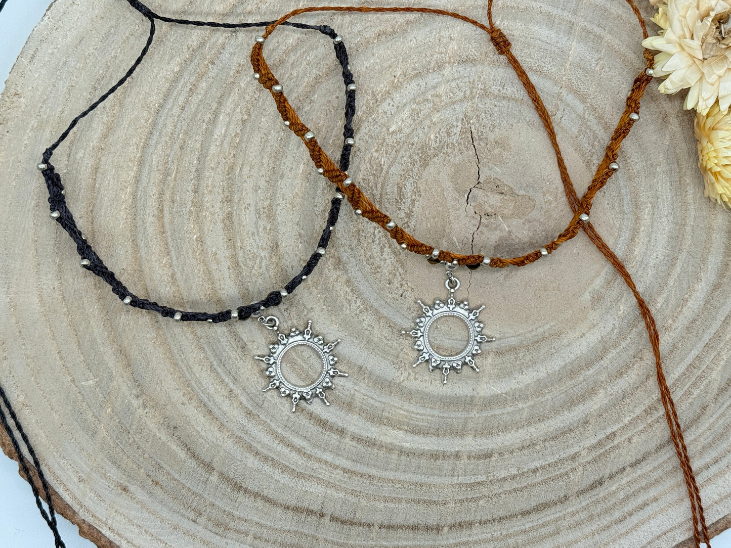 Makramee Schmuck Choker Halskette Sonne