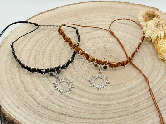 Makramee Schmuck Choker Halskette Sonne