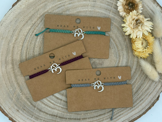 Freundschaftsarmband Makramee Armband Ohm silberfarbenen Edelstahl