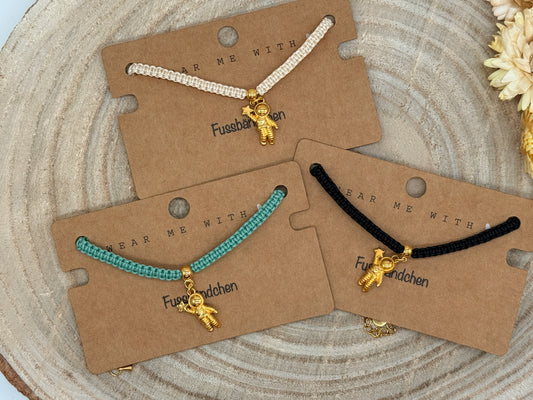 Fusskettchen Fussbändchen Astronaut DQ-Edelstahl vergoldet