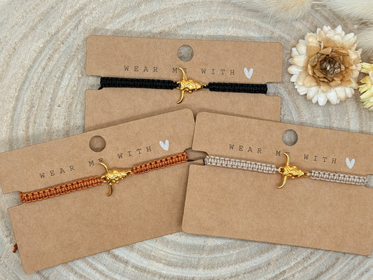 Makramee Armband Freundschaftsarmband Buffalo Edelstahl vergoldet