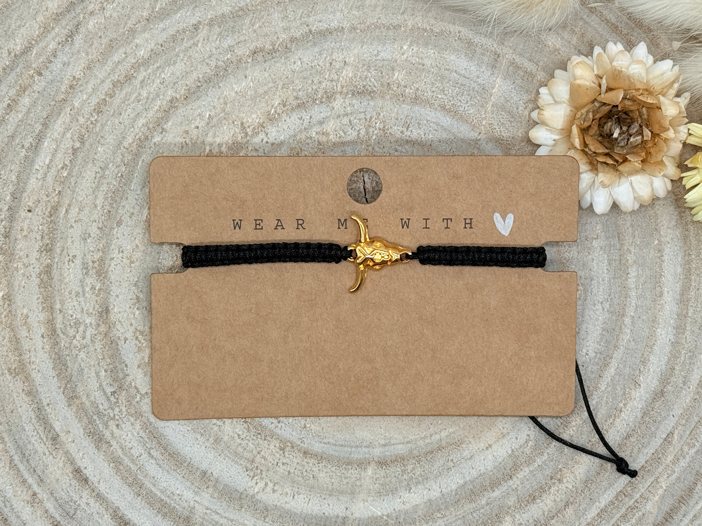 Makramee Armband Freundschaftsarmband Buffalo Edelstahl vergoldet