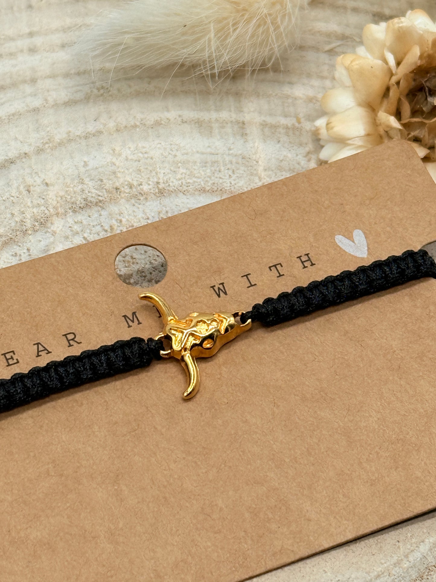 Makramee Armband Freundschaftsarmband Buffalo Edelstahl vergoldet