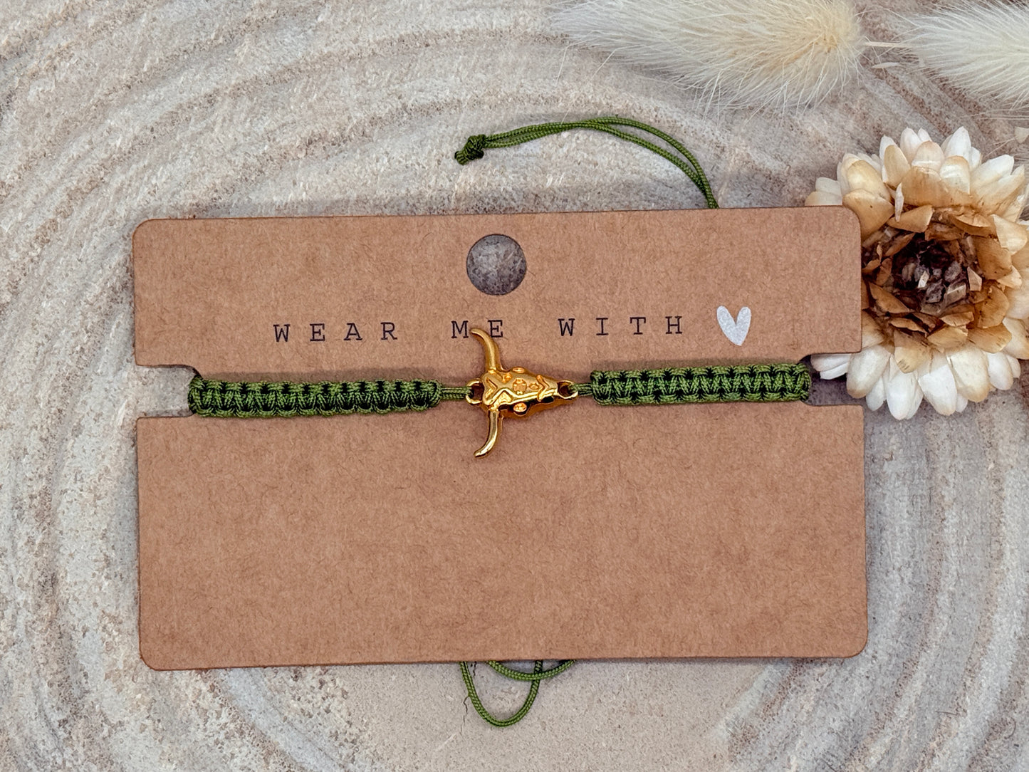 Makramee Armband Freundschaftsarmband Buffalo Edelstahl vergoldet