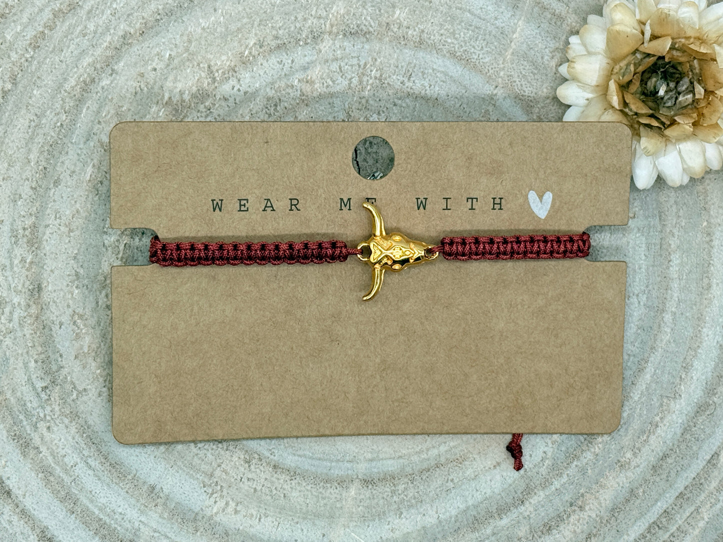 Makramee Armband Freundschaftsarmband Buffalo Edelstahl vergoldet