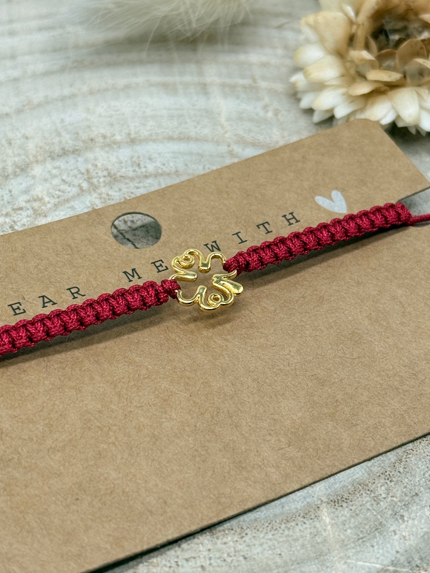 Makramee Armband Freundschaftsarmband Klee Edelstahl vergoldet