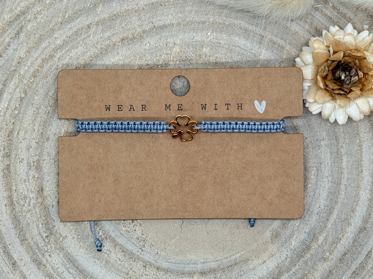 Makramee Armband Freundschaftsarmband Klee Edelstahl vergoldet