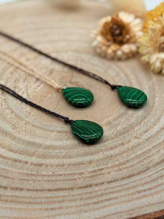 Makramee Choker Halbedelstein Kette Malachit