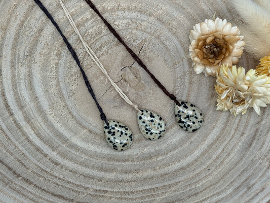 Makramee Choker Halbedelstein Kette Dalmatina