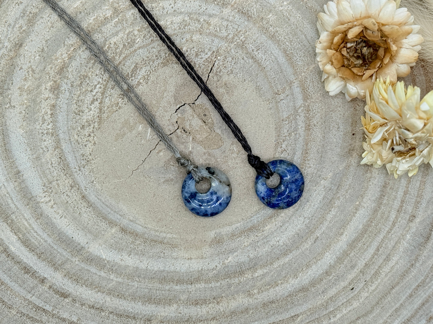 Makramee Choker Halbedelstein Kette Sodalith