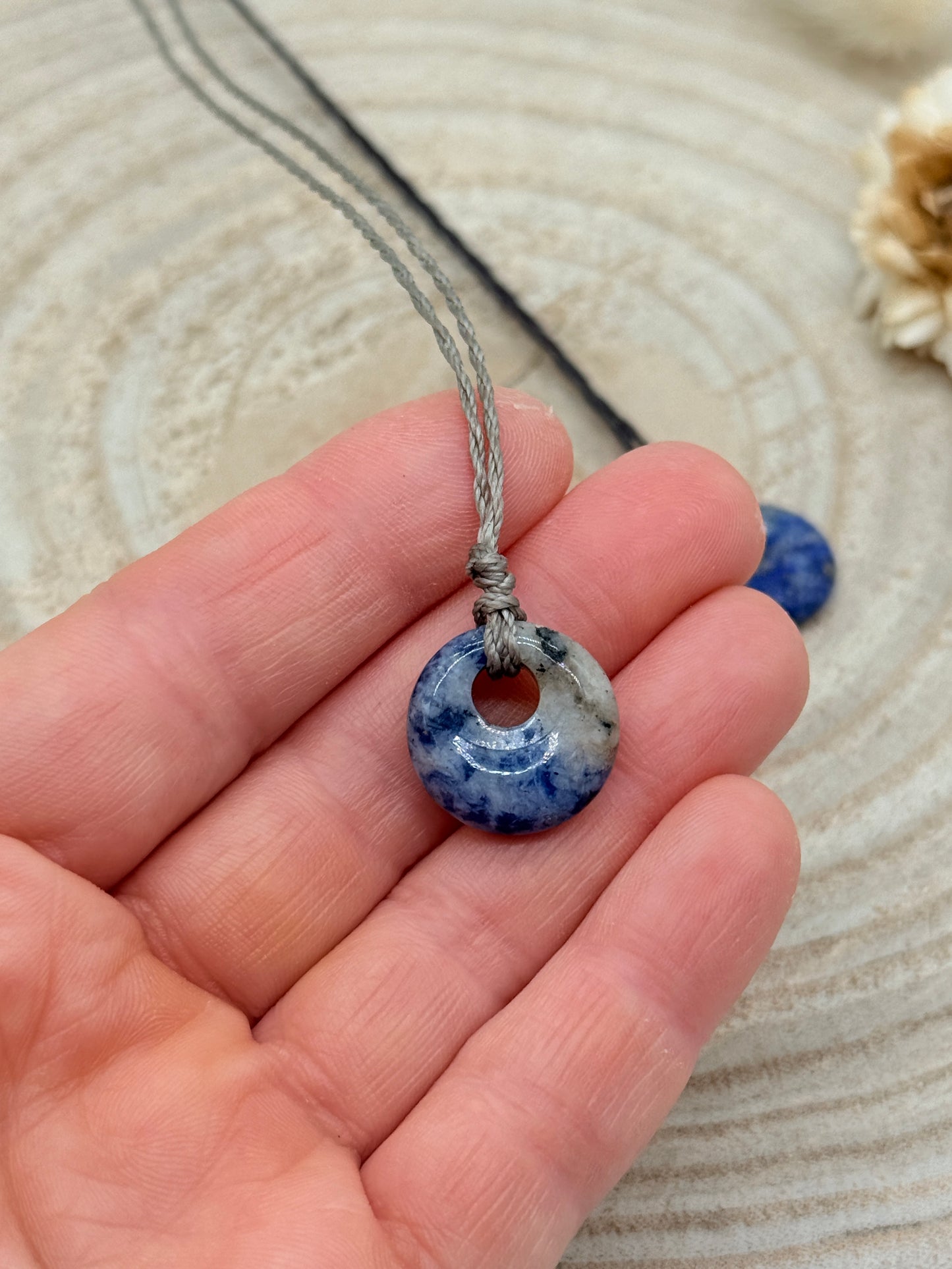 Makramee Choker Halbedelstein Kette Sodalith