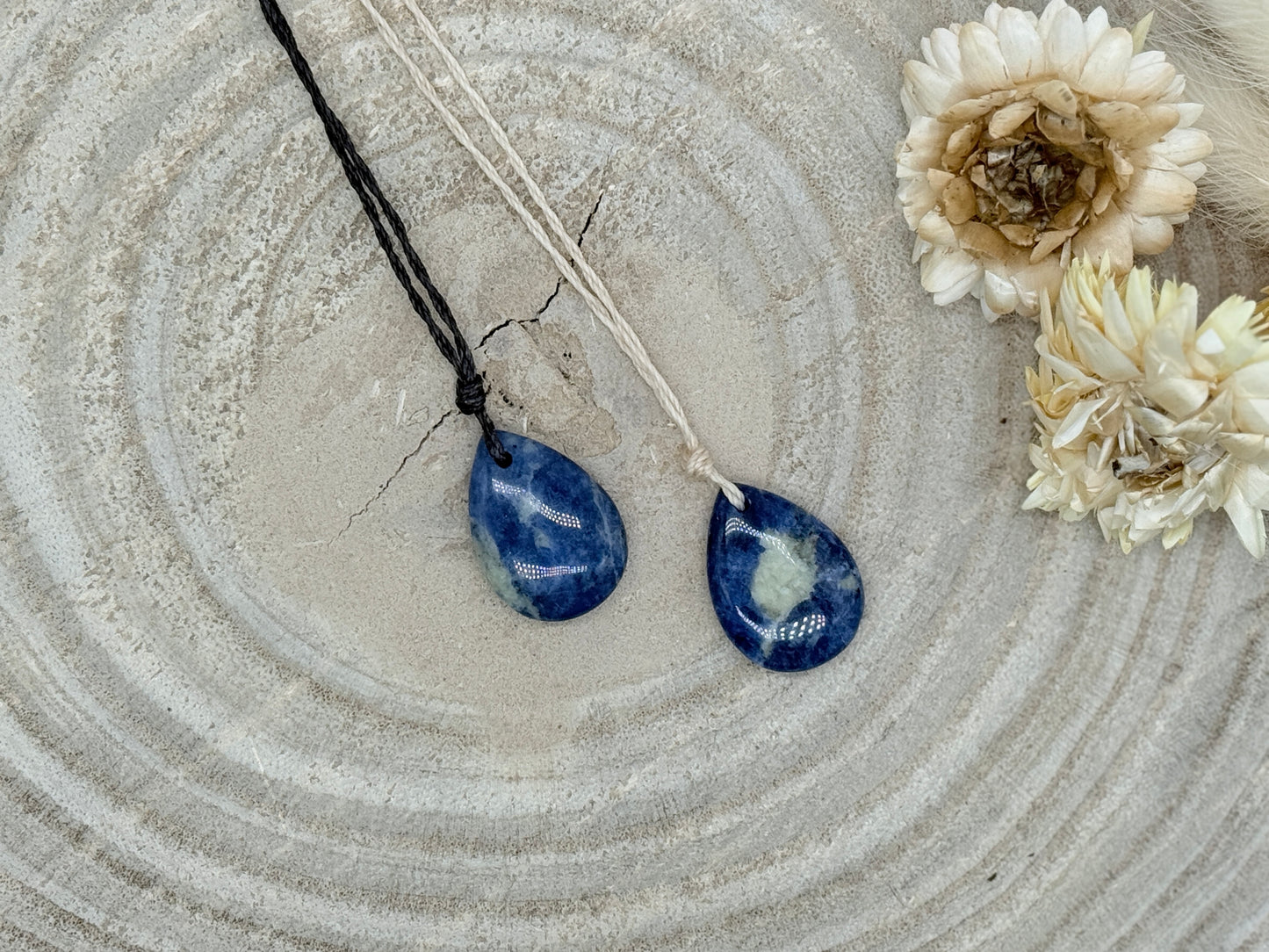 Makramee Choker Halbedelstein Kette Sodalith