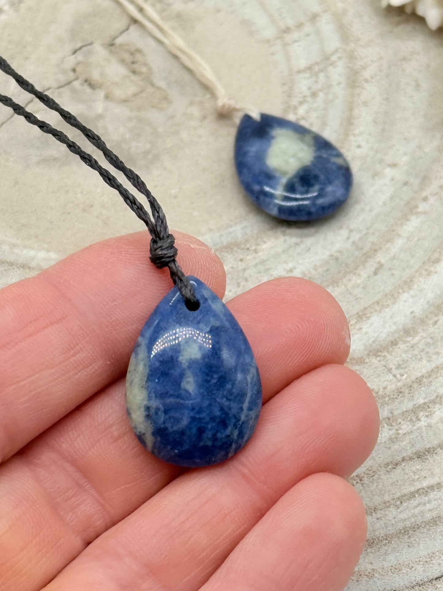 Makramee Choker Halbedelstein Kette Sodalith