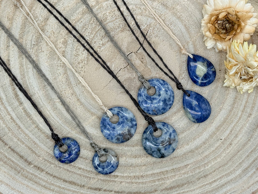 Makramee Choker Halbedelstein Kette Sodalith