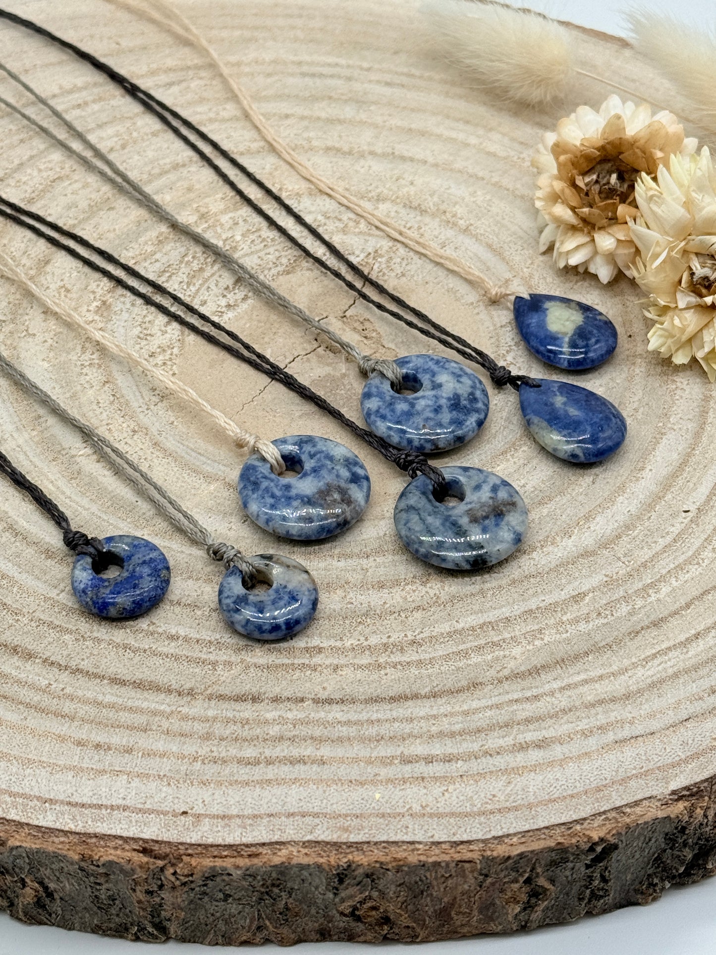 Makramee Choker Halbedelstein Kette Sodalith