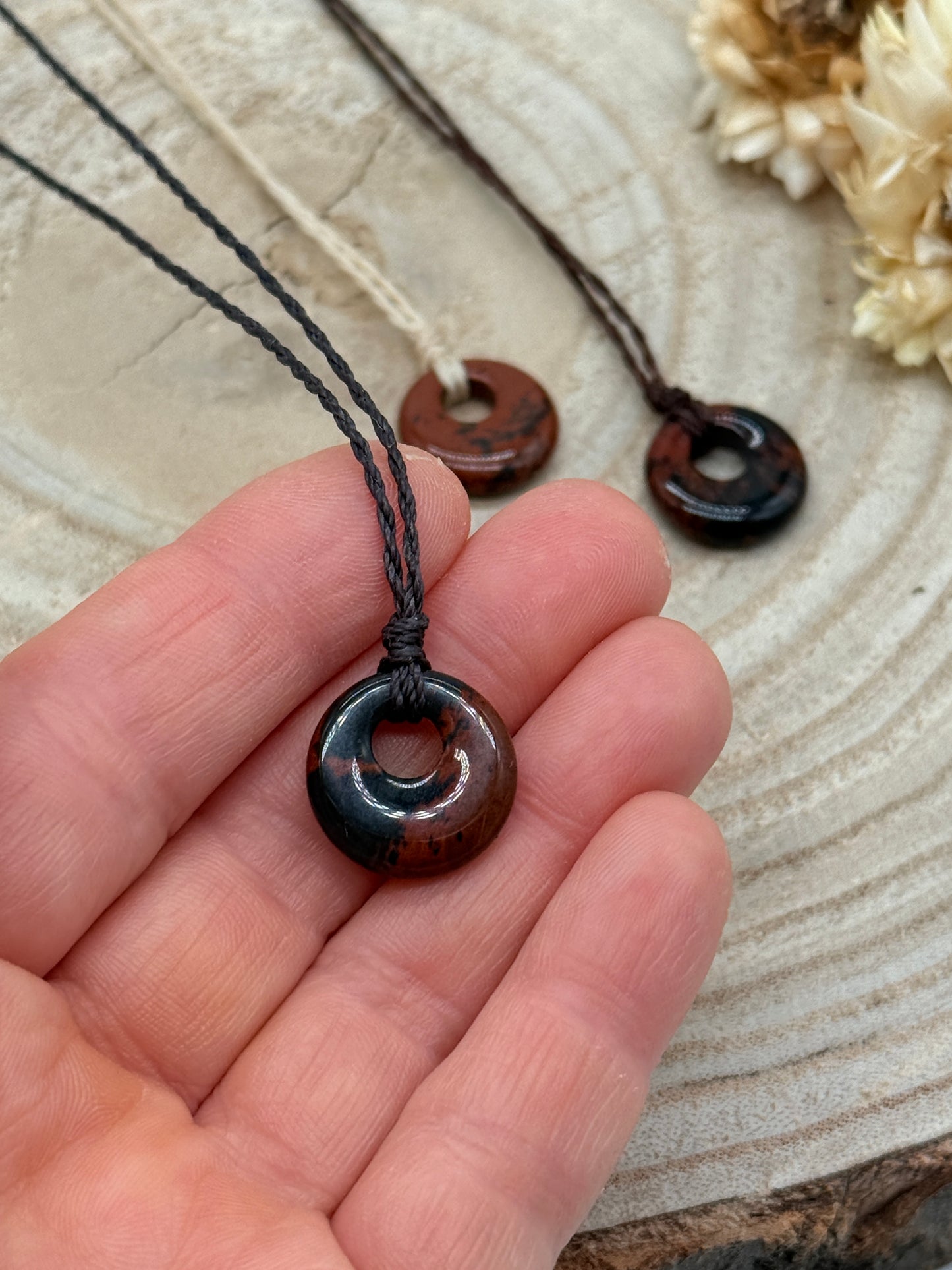 Makramee Choker Halbedelstein Kette golden Swan