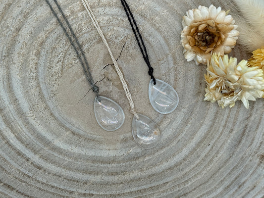 Makramee Choker Halbedelstein Kette weißer Quarz