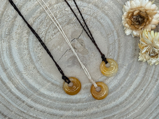 Makramee Choker Halbedelstein Kette gelber Jade