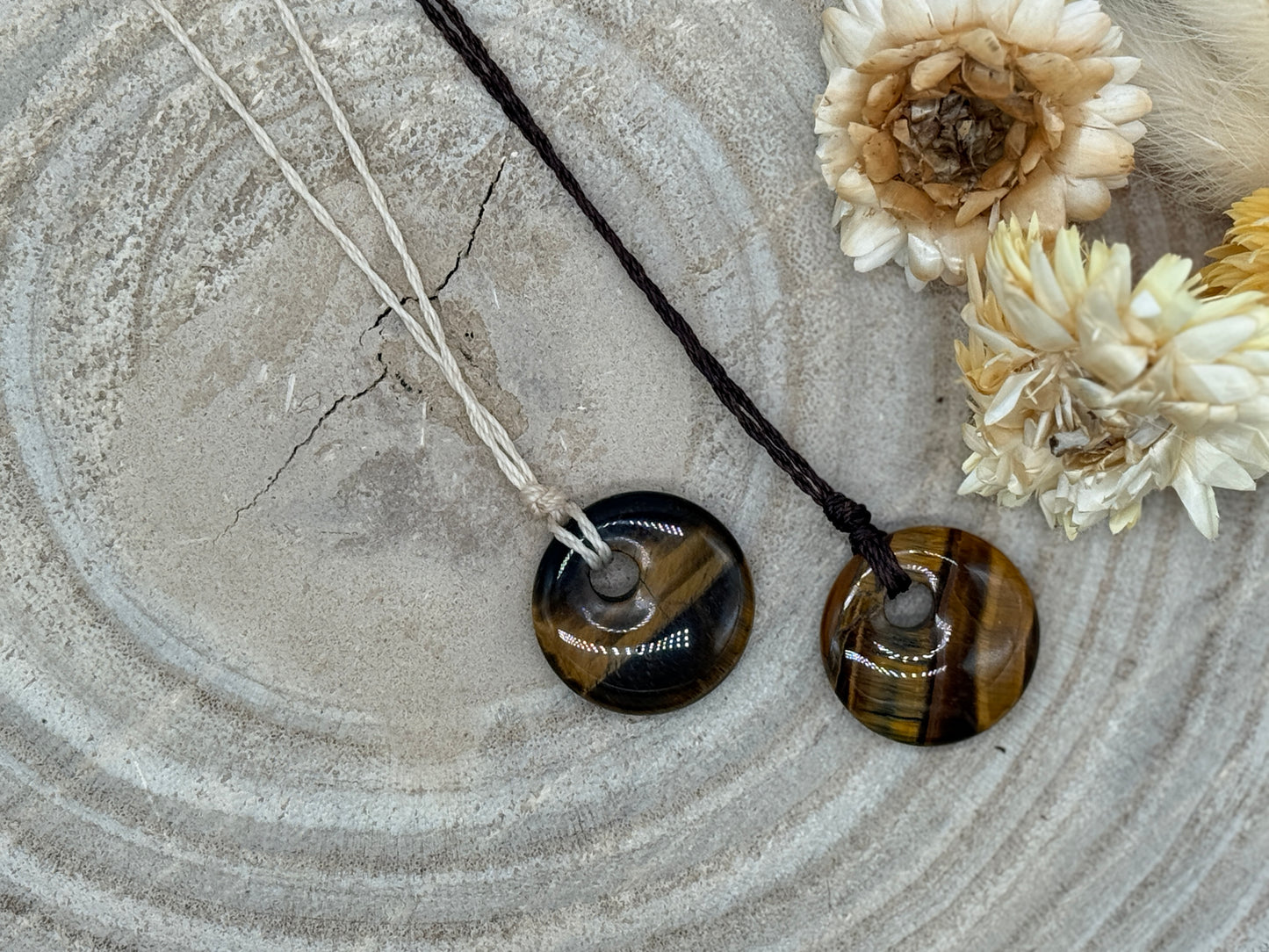 Makramee Choker Halbedelstein Kette Tigerauge