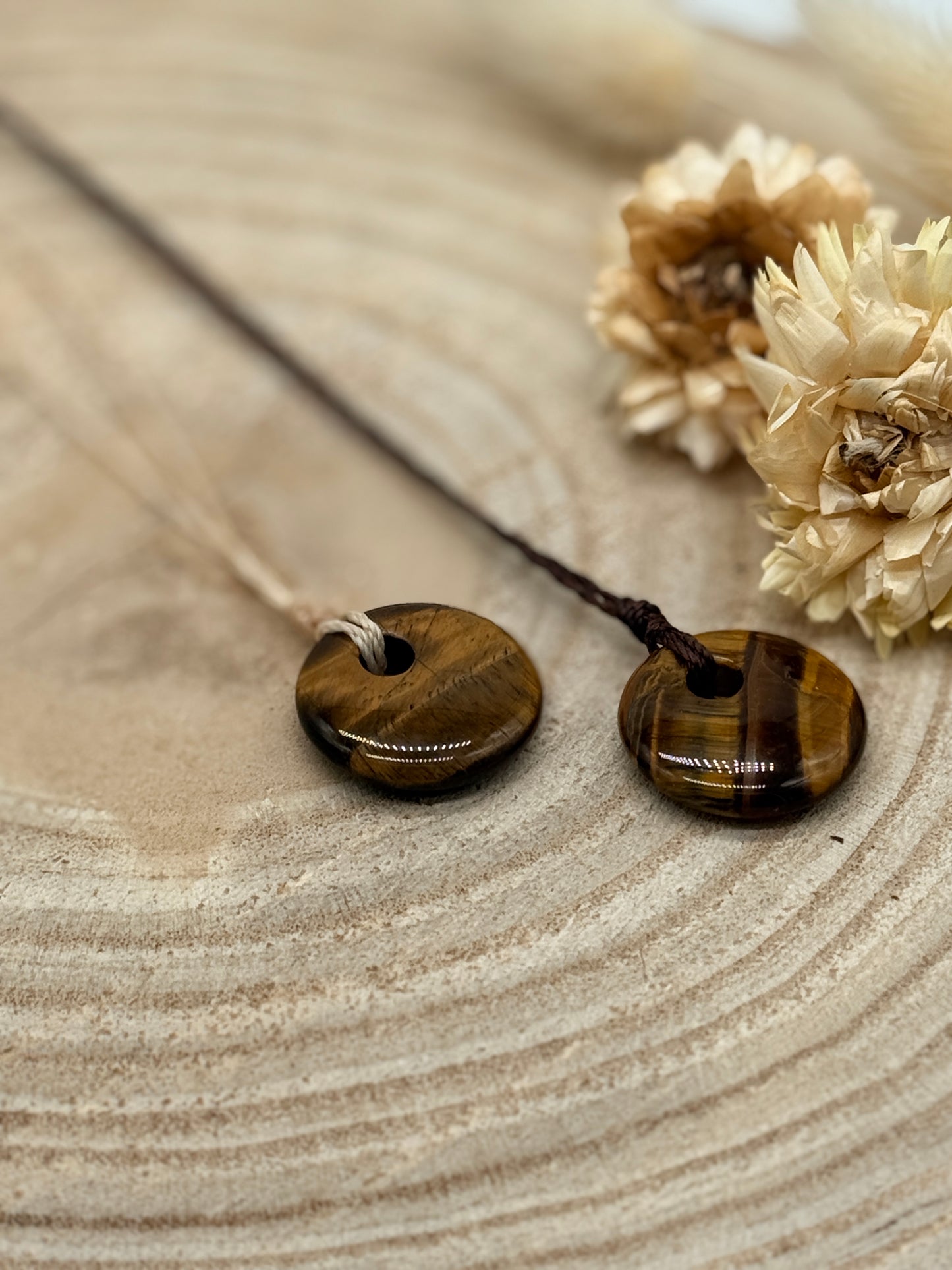 Makramee Choker Halbedelstein Kette Tigerauge