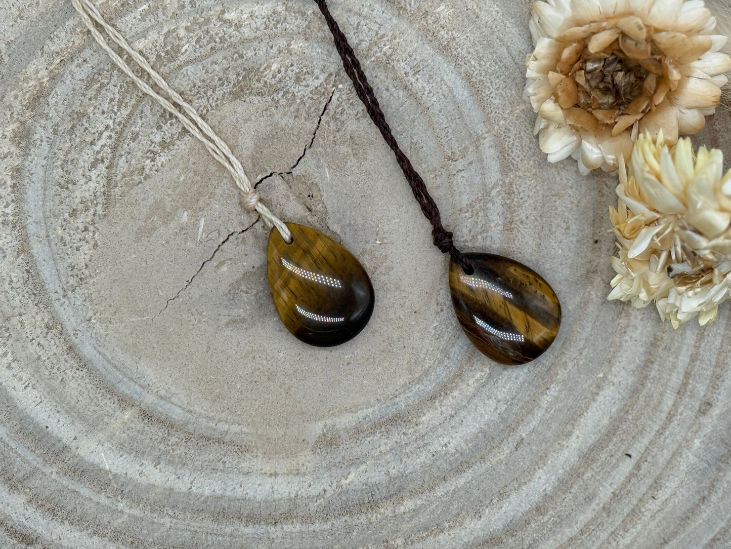 Makramee Choker Halbedelstein Kette Tigerauge