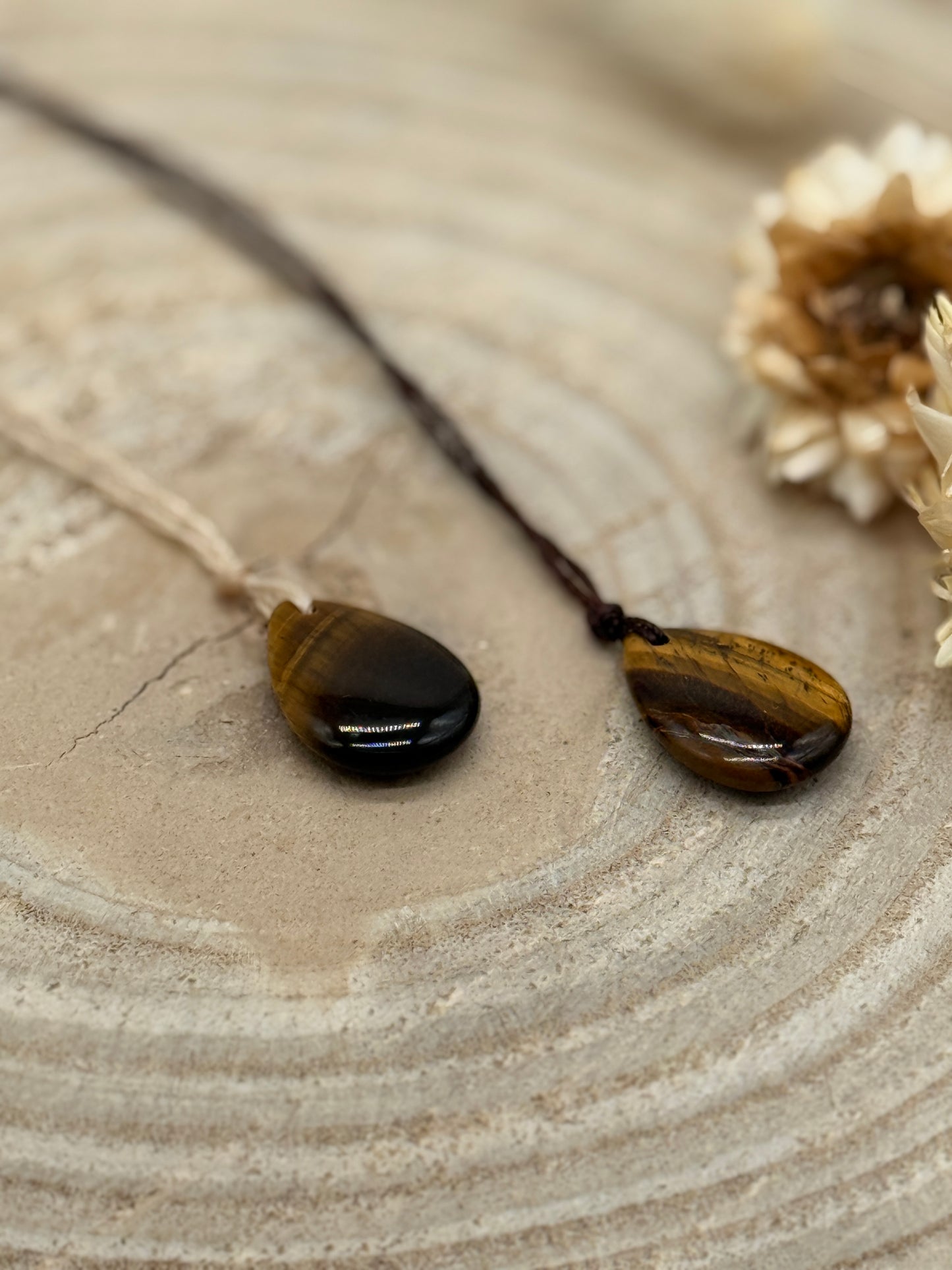 Makramee Choker Halbedelstein Kette Tigerauge