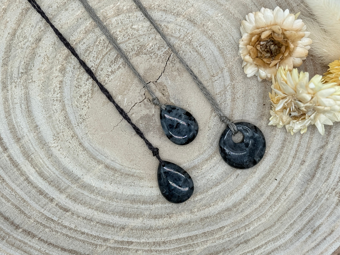 Makramee Choker Halbedelstein Kette Larvikit