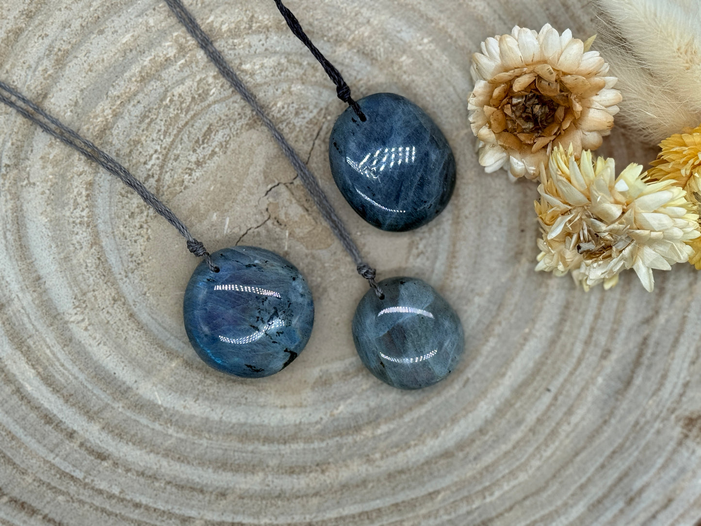 Makramee Choker Halbedelstein Kette Labradorit