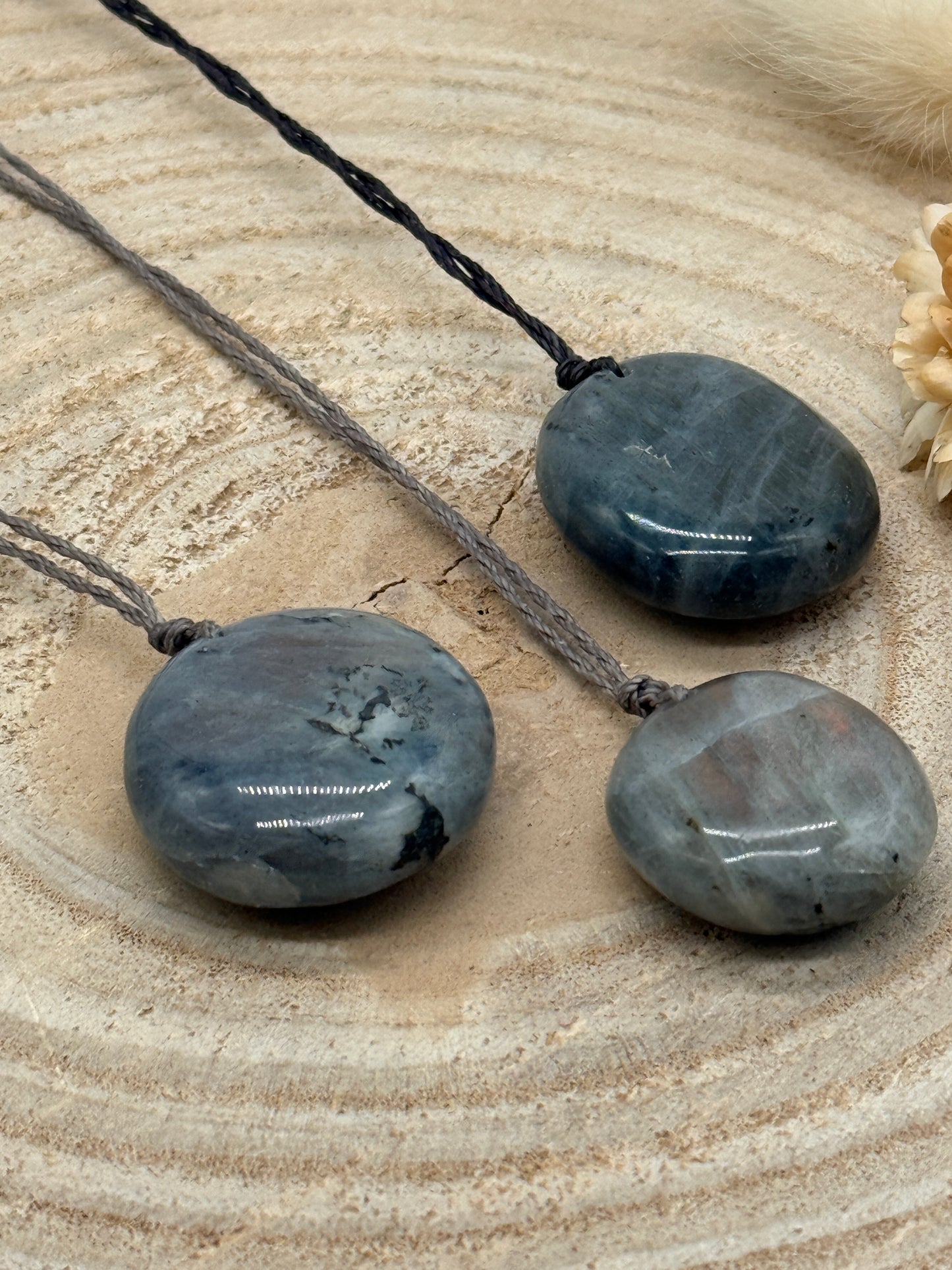 Makramee Choker Halbedelstein Kette Labradorit