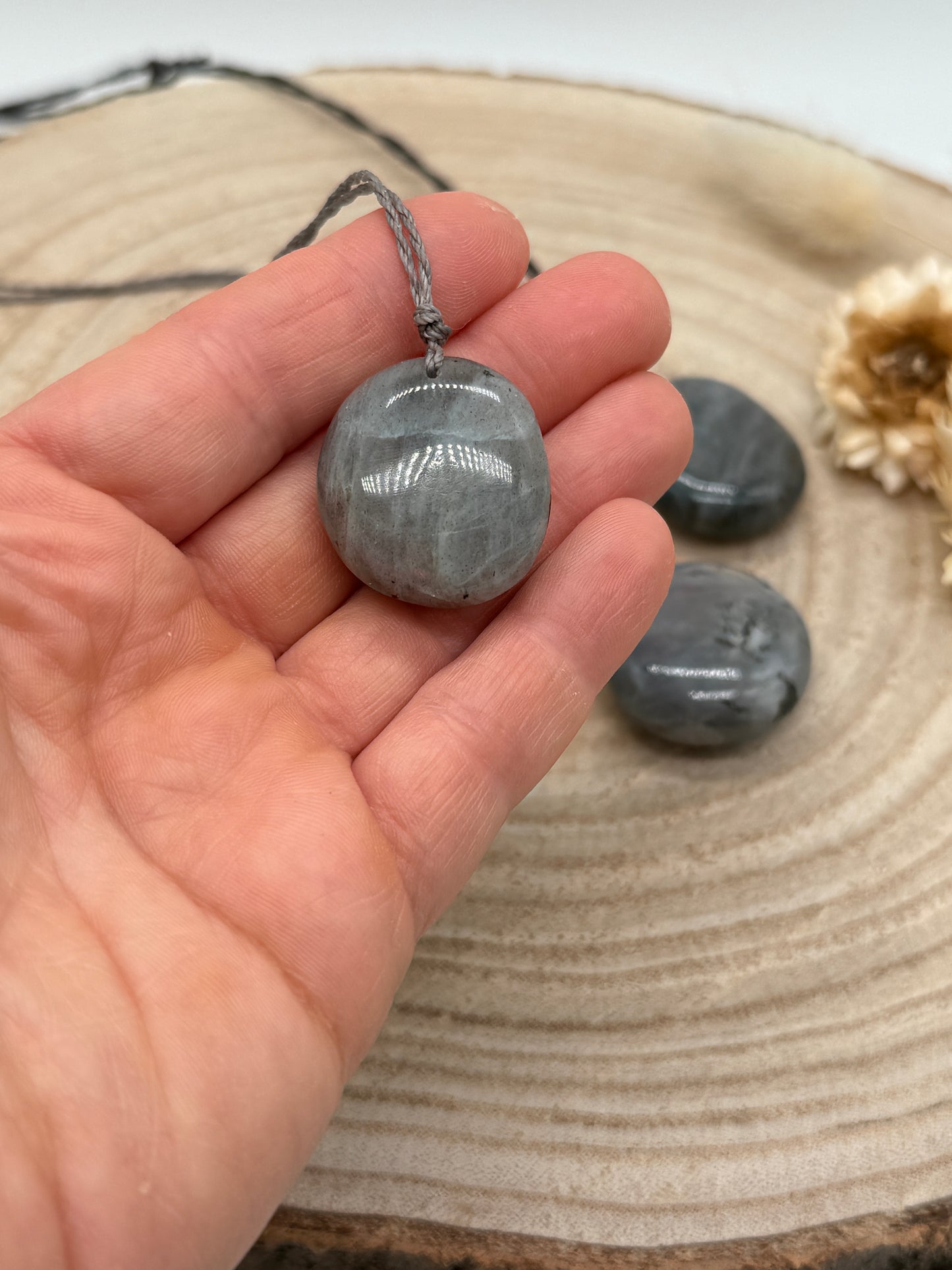 Makramee Choker Halbedelstein Kette Labradorit