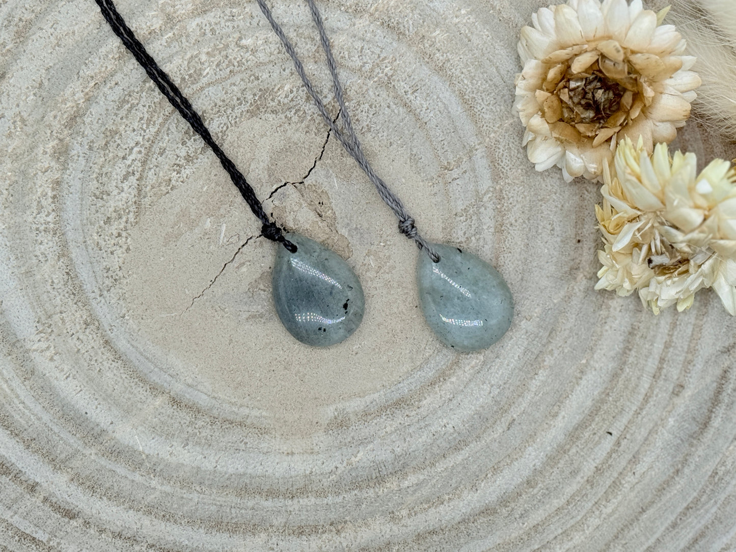 Makramee Choker Halbedelstein Kette Labradorit