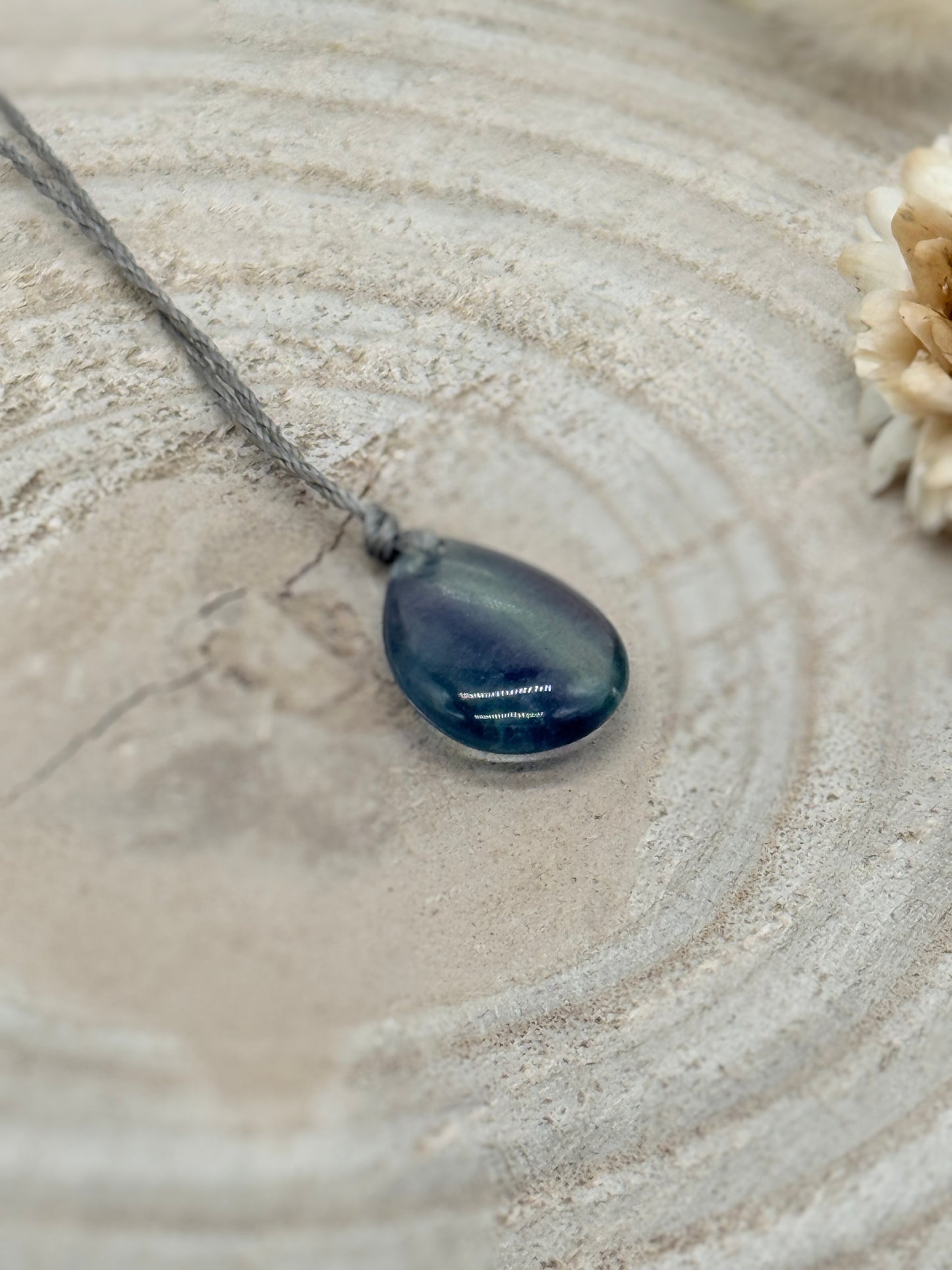 Makramee Choker Halbedelstein Kette Fluorit