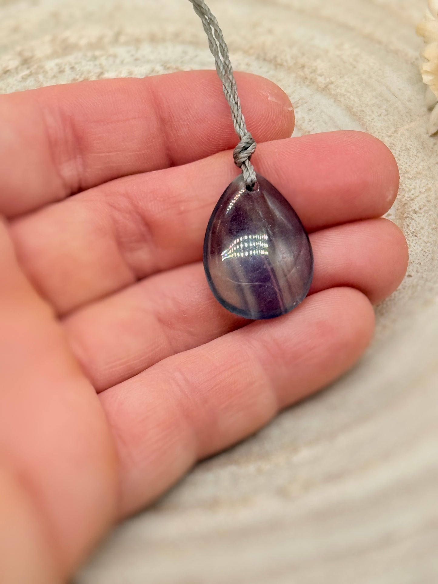 Makramee Choker Halbedelstein Kette Fluorit